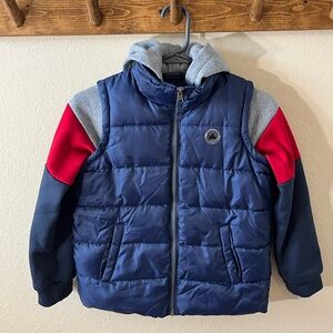 Boy Pony Blue, Red, and Grey Puffer Jacket
